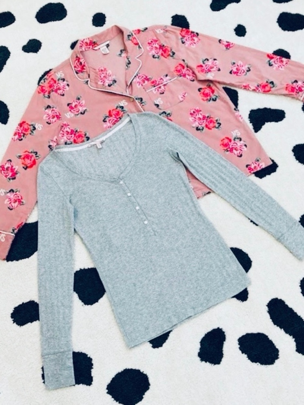 LOT Victoria's Secret Size Small Pajama PJ Button Down Henley Floral Tops Shirts